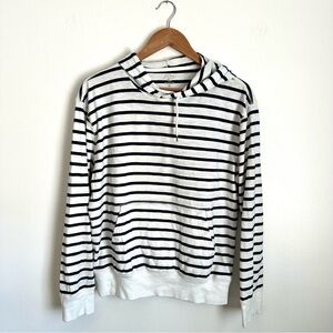 J. Crew Lightweight Slub Cotton Hoodie in Navy/White Stripe